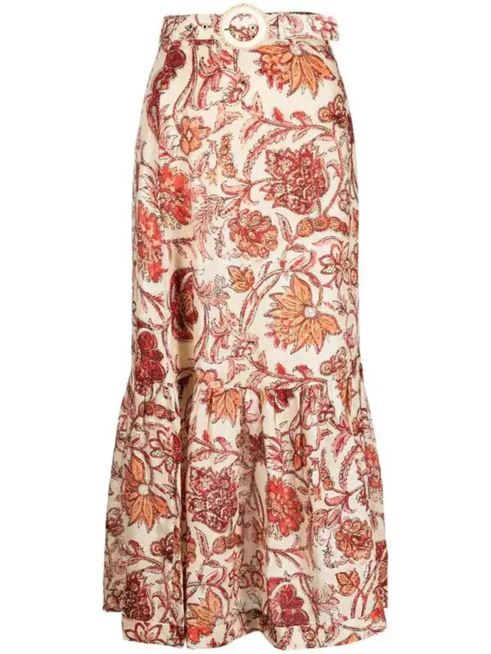 Zimmermann Vitali Midi Skirt in Cream and Red - Picture 4 of 6